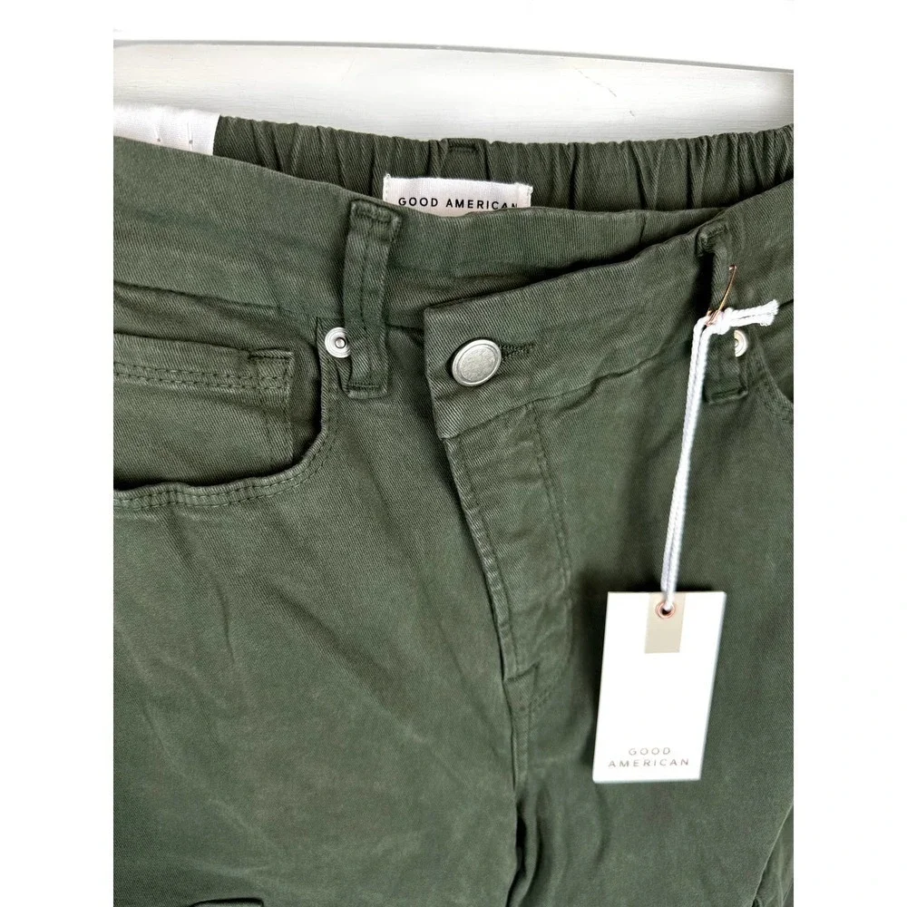 NWT Good American Army High Rise Straight Cuffed Jeans Fern - Picture 5 of 9